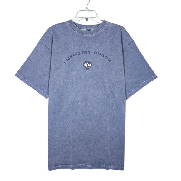 Vintage NASA T-Shirt Mens XL I Need My Space Funny Kennedy Space Center 90s Blue